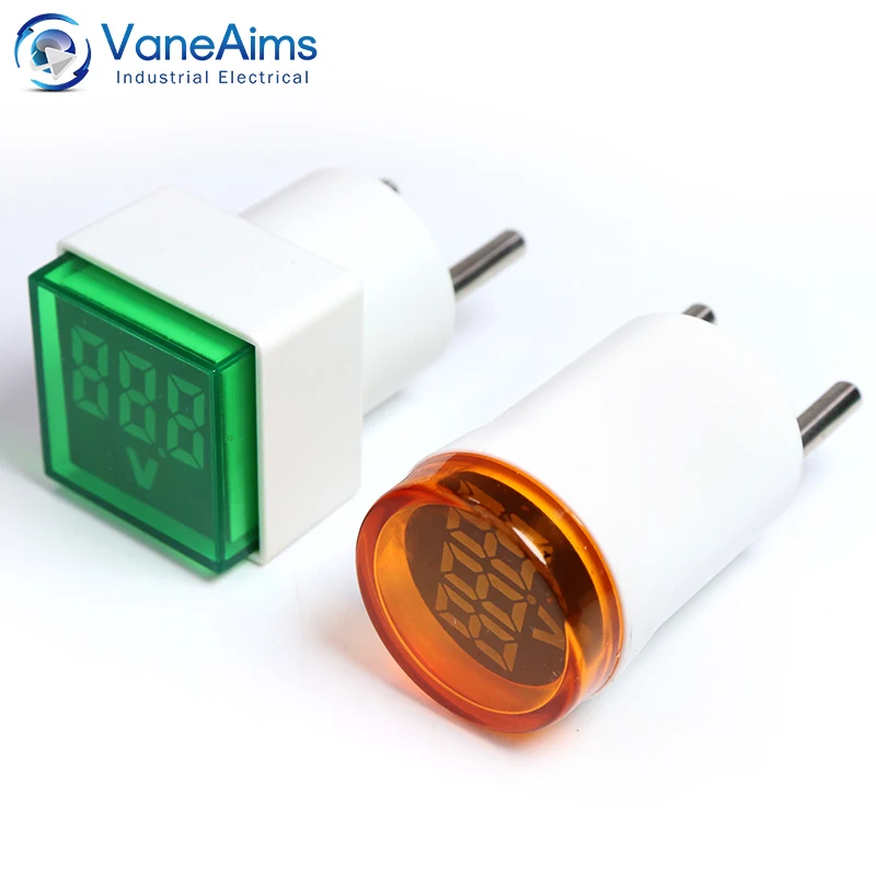 AC30V-500V Digital Voltmeter EU Plug Volt Meter Socket Voltage Tester LED Voltage Gauge Meter Square/Round Head AC Voltage Meter