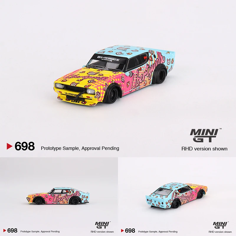 

MINIGT 698 In Stock 1:64 LBWK Skyline Kenmeri KUMA KPGC110 Diecast Car Model Toys