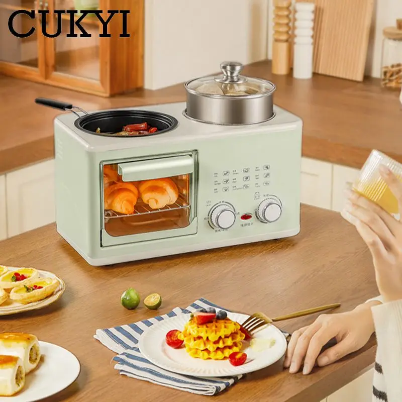 Mini horno multifuncional 4 en 1 para hornear, olla de acero inoxidable con bandeja de vapor, hervidor de huevos, parrilla vaporera de alimentos, 8L