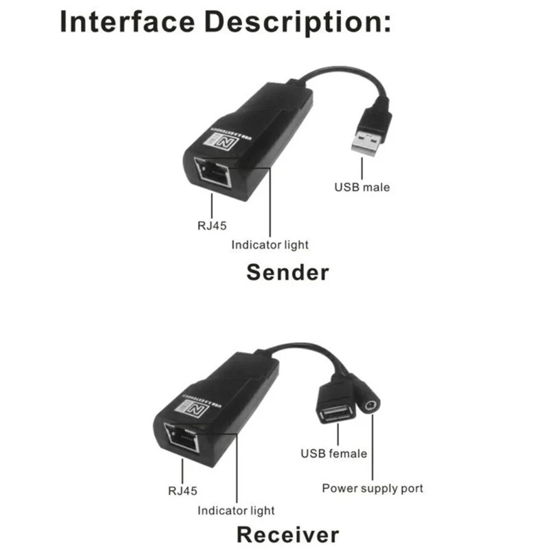 USB2.0 to RJ45 Extender Adapter, 328ft Long Ranges USB Extension Over Cat5/Cat6 Cable for Printers Cameras Drop Shipping