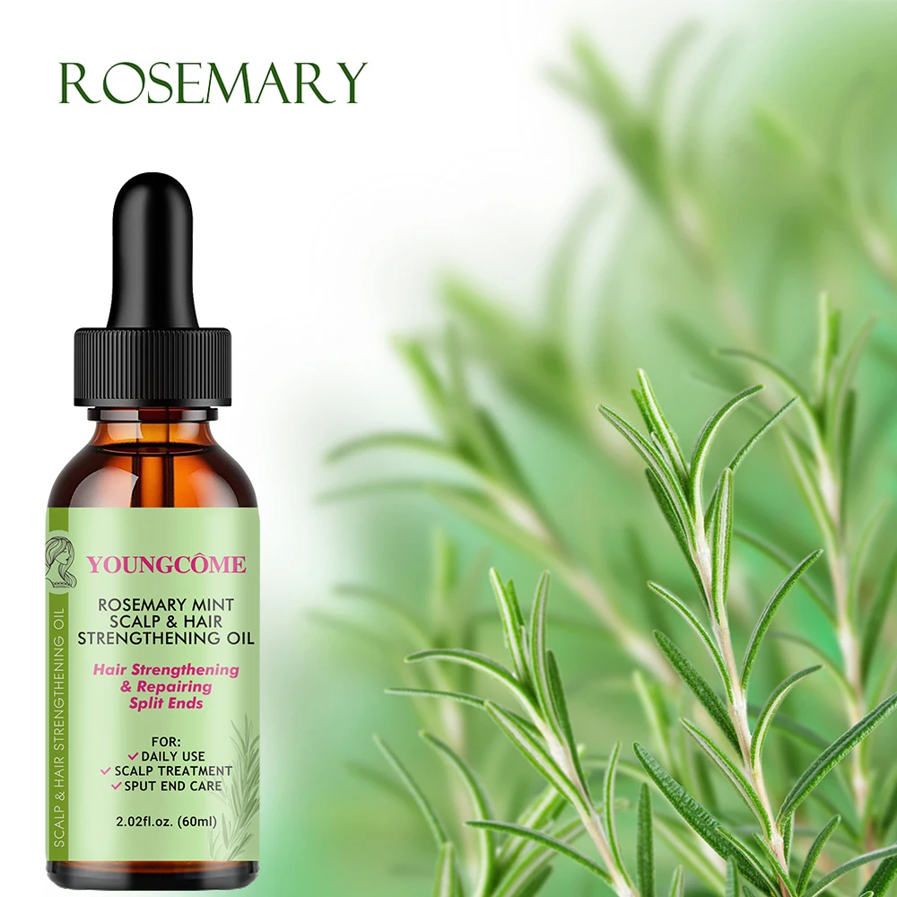 Rosemary Mint Hair Growth Oil Preventing Hair Dryness Split Moisturizing Gentle Nourishing Soft Glossy Organics Hair Care Oil