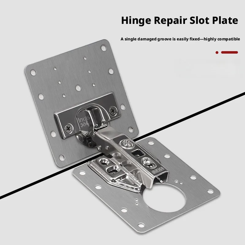 Cabinet Hinge Repair Plate Kit 90x90/90x50mm Stainless Steel Mounting Plate With Screws For Wobbly Furniture Doors