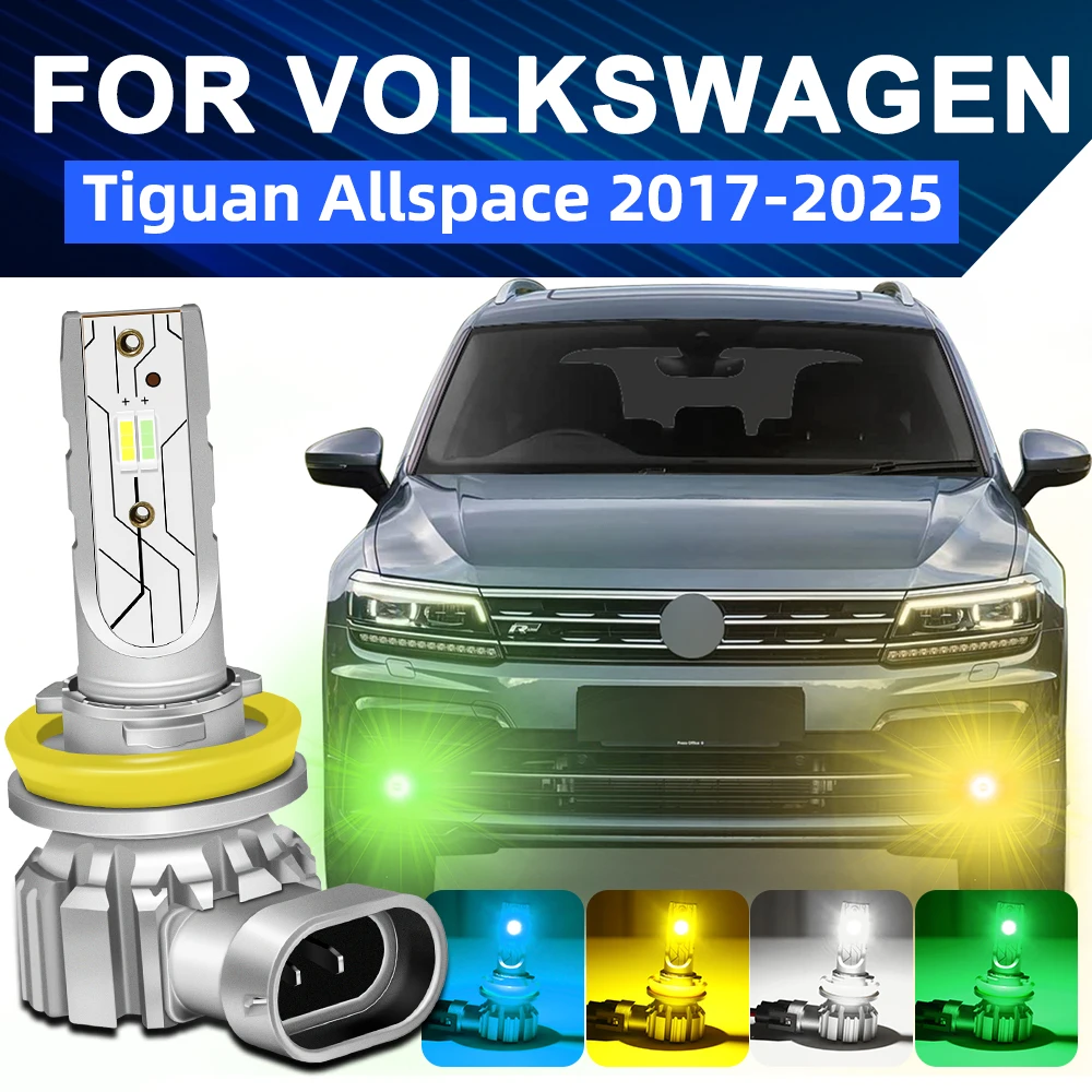 

For Volkswagen VW Tiguan Allspace Front LED Fog Lights Dual Color Led Fog Lamp Bulb 2017 2018 2019 2020 2021 2022 2023 2024 2025