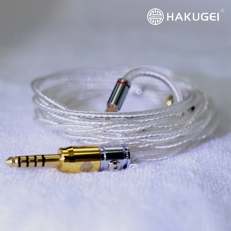 HAKUGEI Glacier Thick Silver Plated Single Crystal Copper Hifi Music Updaed Earphone Cable Line 4.4 3.5 2.5 0.78 MMCX