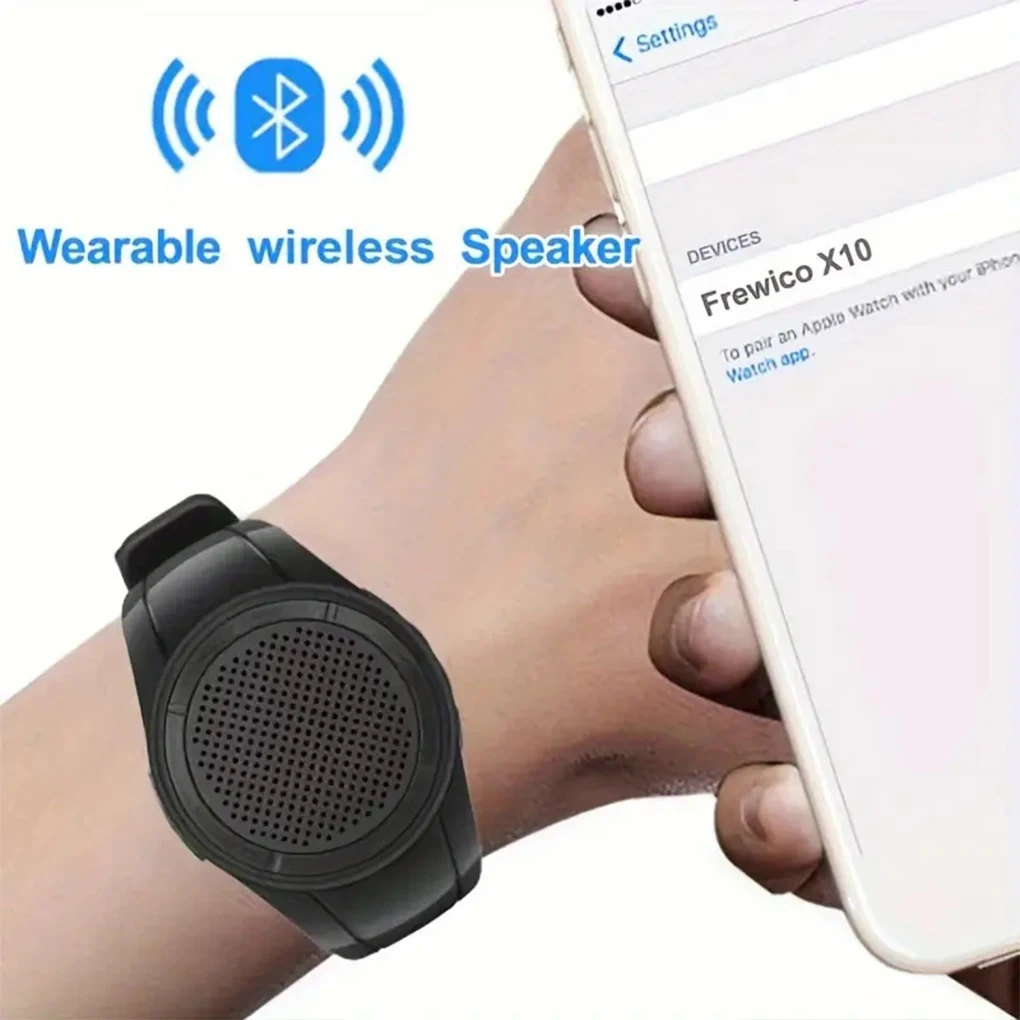 New U6 Wrist Watch Bluetooth Speaker With FM Radio Portable Outdoor Sports Running Wearable Mini Speaker Wireless Subwoofer