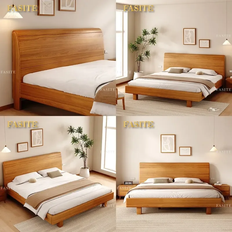 For 1.8m 1.5m Double Bed Myanmar Old Teak All Solid Wood Medium Ancient Style Master Bedroom Marriage Suspended Platform Bed
