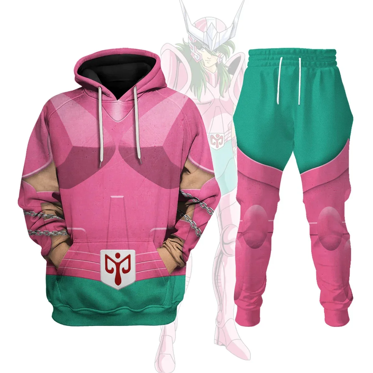 Mais populares Cosplay Anime Saint Seiya impresso hoodie calças conjuntos 3D Street Harajuku kid Tricô conjuntos de ternos de duas peças Esportes dos homens