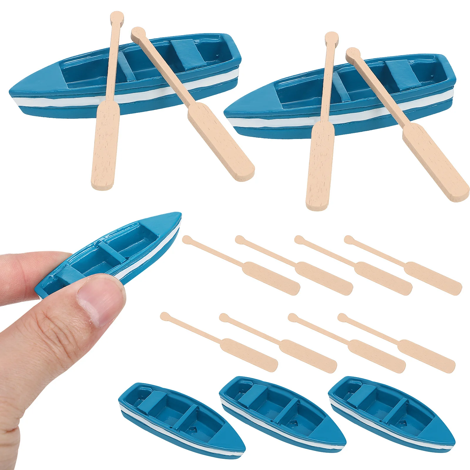 6 pièces Mini thème nautique océan chambre décor bateau bois rangée bateaux avec rames réaliste nautique décor à la maison table océan thème