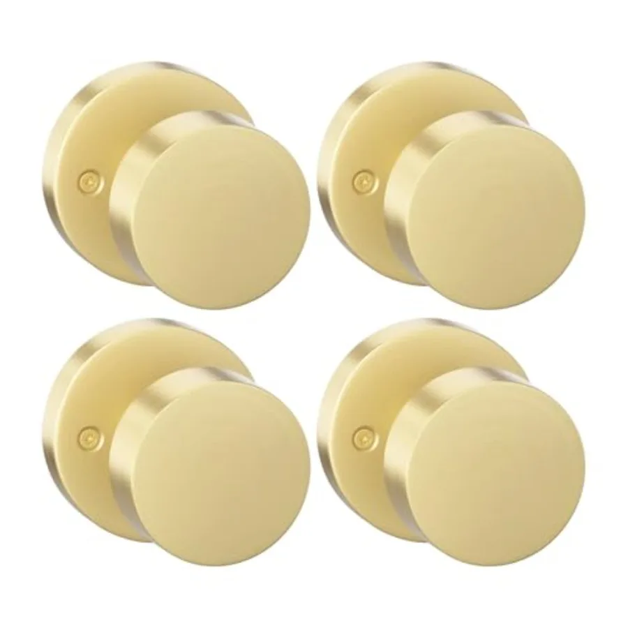 

4 Pcs Brushed Door Knobs, Zinc-Alloy Brushed Brass No-Turning Interior Door Knobs, Door Knobs for Hallway, Inactive Half Door K