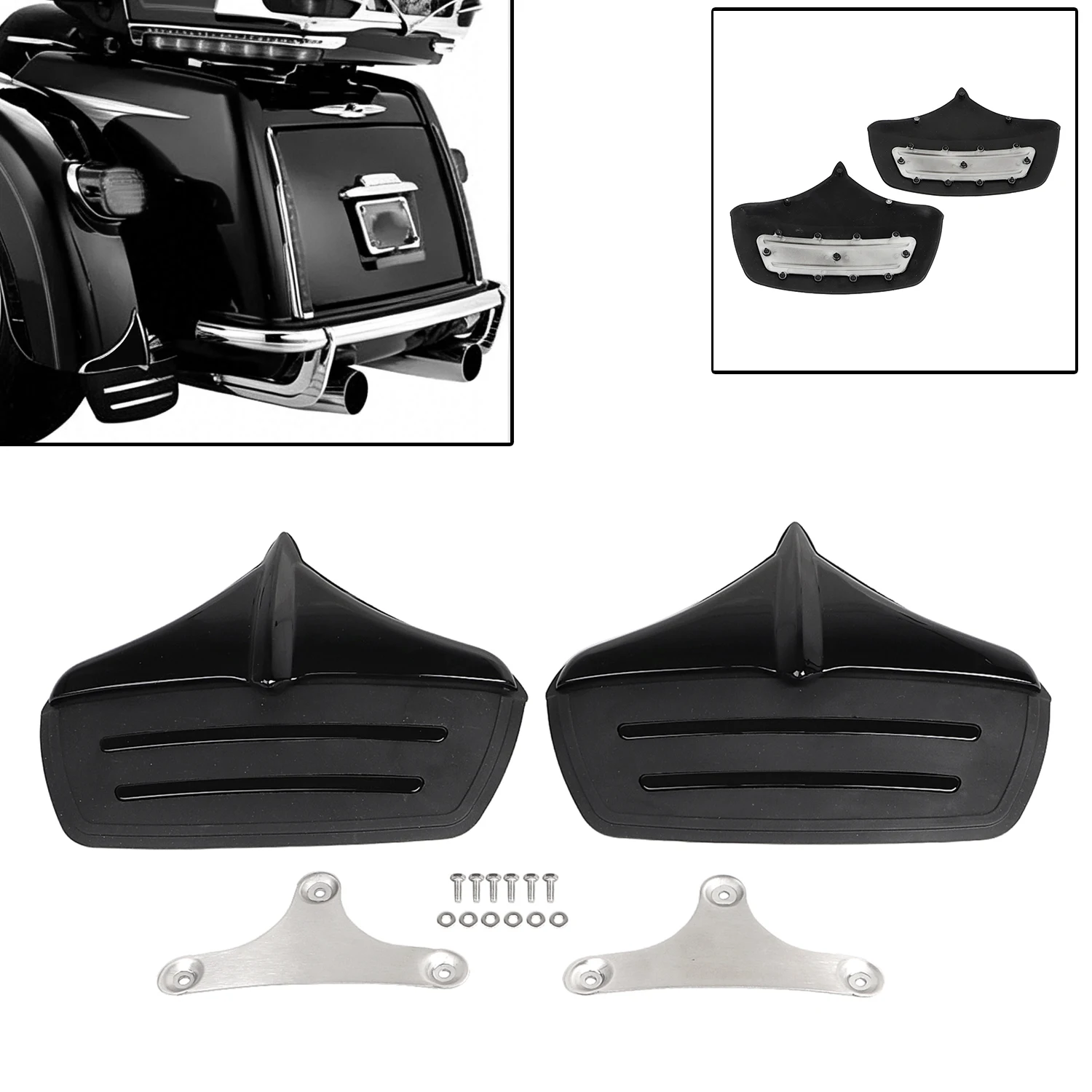 Motorcycle For Harley Left Right Black Metal Rear Fender Accents Mud Flap Tri Street Glide FLHXXX FLHTCUTG Accessories