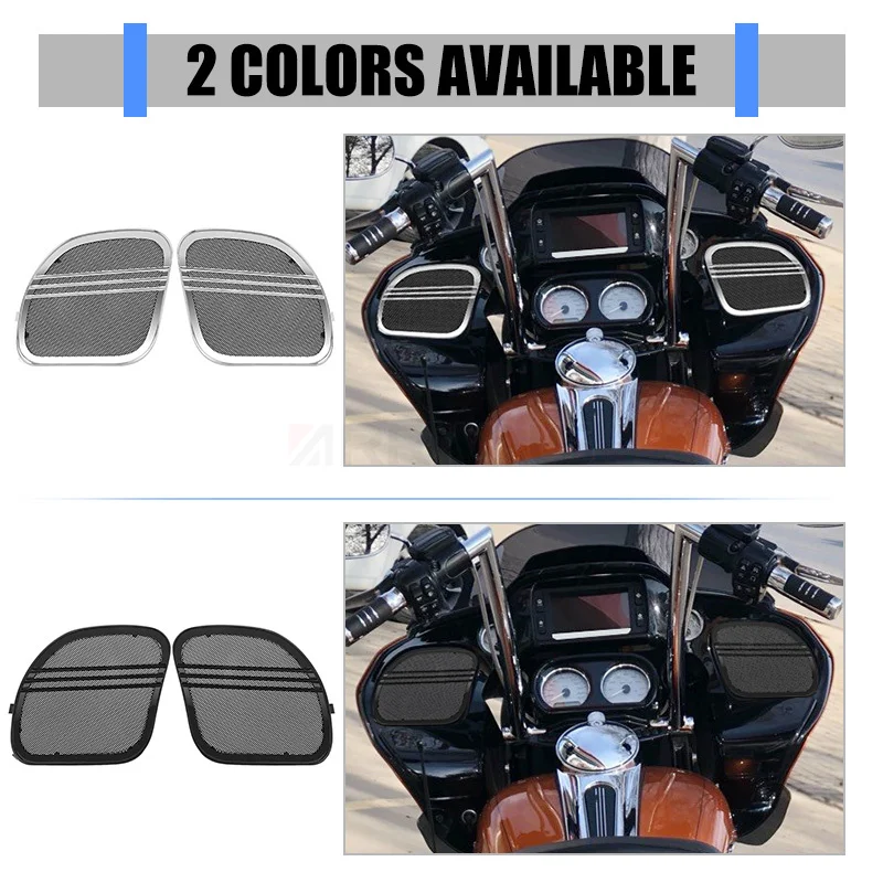 Motorbike Covers Parts Tri-Line Speaker Grills Cover Trim Mesh Black For Harley Touring Road Glide Limited Special 2015-UP