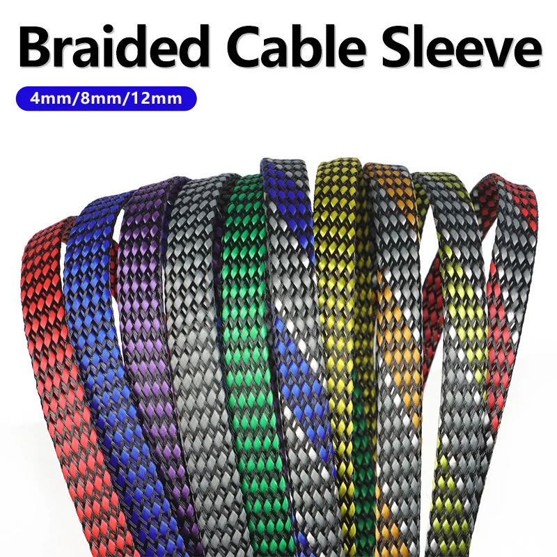 5 Meters PP Cotton + PET Yarn Expanded Braided Sleeve 4mm 8mm 12mm Soft Wire Wrap Insulated Protection Cable Harness Line Sheath