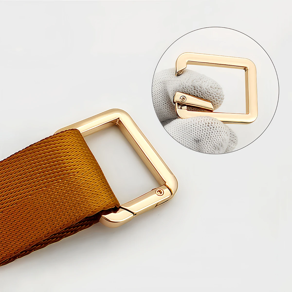 2 Stück Quadratischer Federverschluss O-Ring Öffnbarer Lederbeutel Handtasche Gürtelriemen Schnalle Schlüsselanhänger Anhänger Schlüsselkette Schnappverschluss Clip – Detail 2