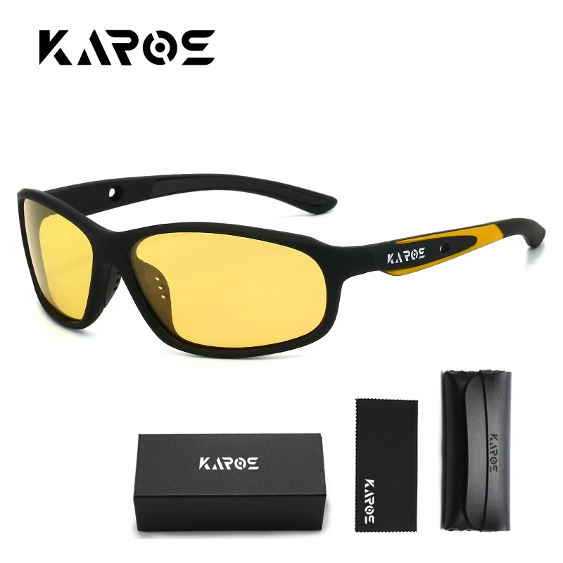 Karos Herren Polarisierte Angeln Sonnenbrille Damen Mode UV400 Radfahren Fahren Wandern Brille Sport Nachtsicht UV400 Brillen Box