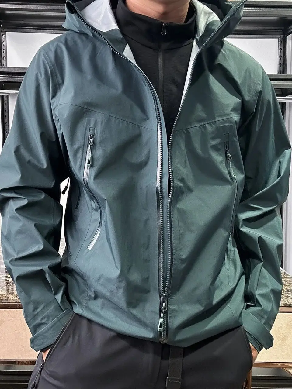 Men's And Women's Outdoor Windbreaker Jacket Underarm Double Zipper Three-Proof Full Glue Spring Couple Style Outdoor Hard ...