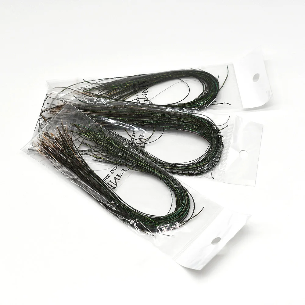 Topranc New Fly Tying Natural Peacock Herl Feather Wire Fly Tying Material Olive Green Fly Fishing Nymphs Streamers Accessories view 6