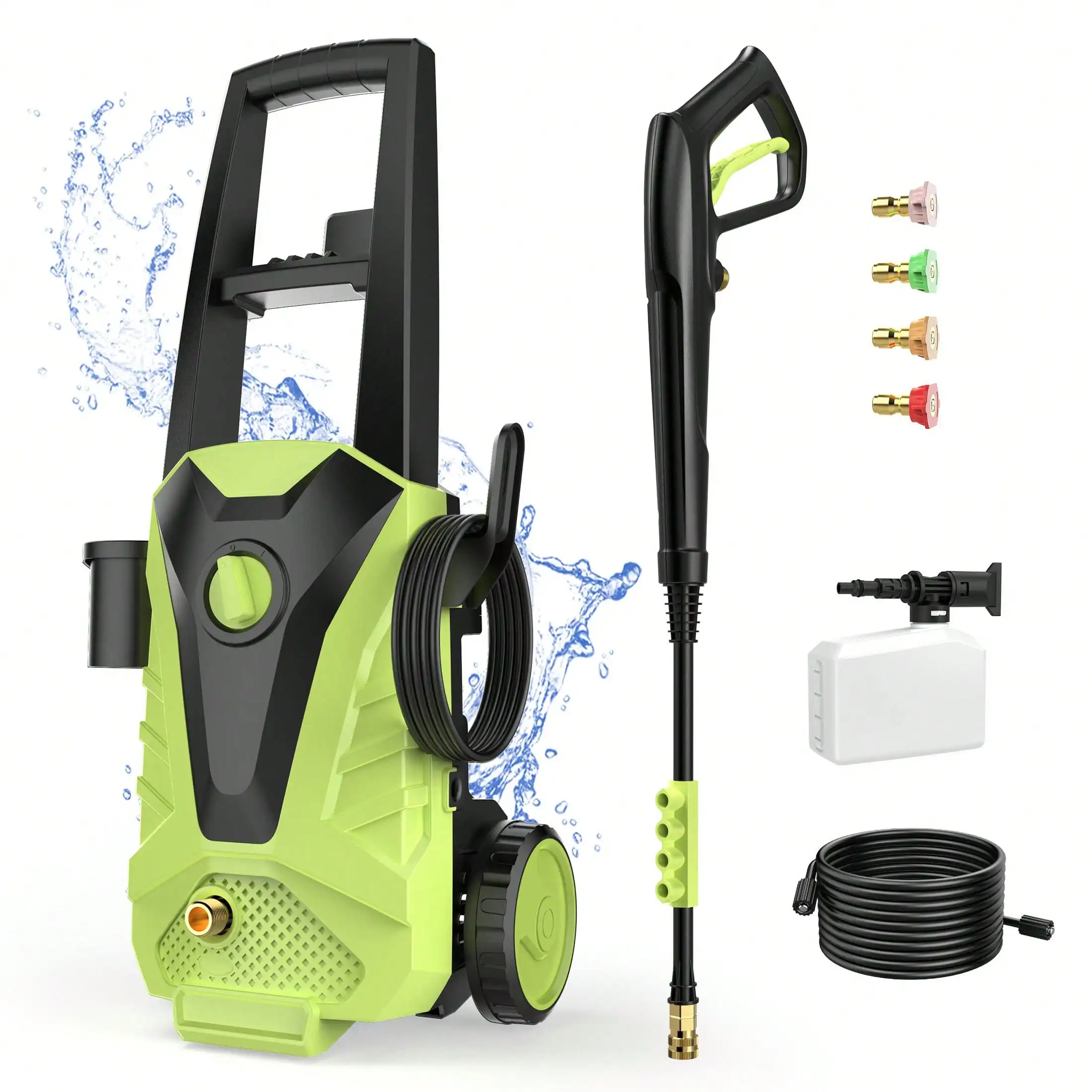 

Pressure Washer, High Pressure Cleaning Machine With Foam Cannon, 2.0 GPM Power Washer With 5 Quick Connect Nozz
