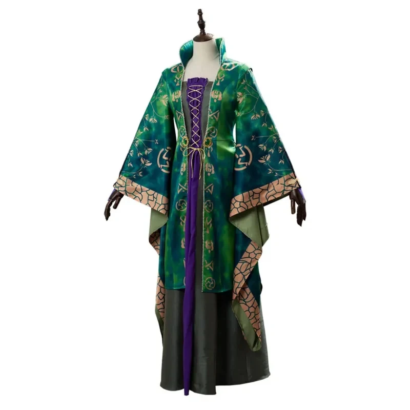Hocus SKZ3620Y Cosplay Pocus Halloween Costume Winifred Sanderson Dress Cloak Suit 17th Century Witch Women Stand Collar Tunic