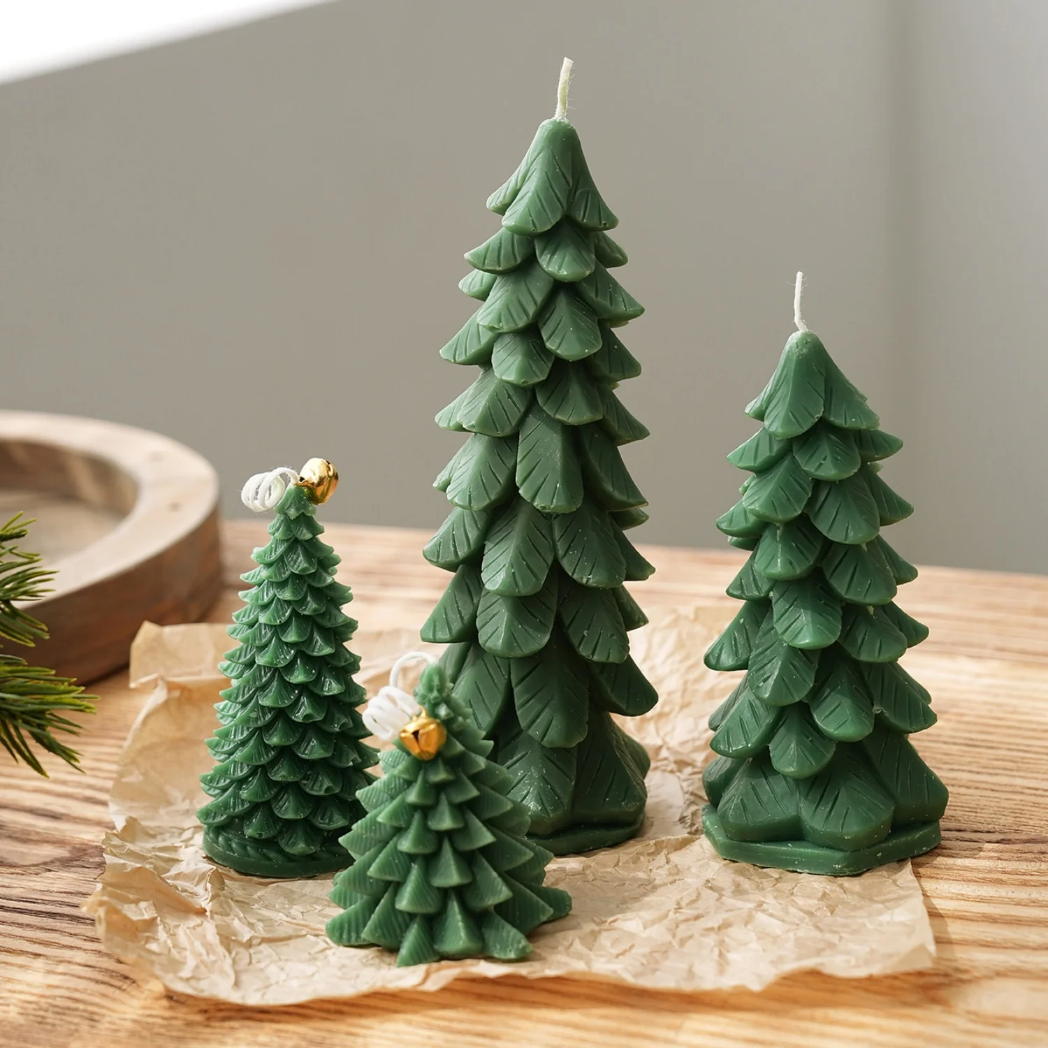 Christmas Candle with Artificial Christmas Tree and Nutcracker Design Party Table Centerpieces Holiday Party Home Decor Ornament