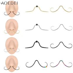 AOEDEJ 1 Piece 14G/16G Stainless Steel Septum Ring Women Men 43-67MM Colorful Nose Ring Mustache Hanger Nose Ring Studs Jewelry