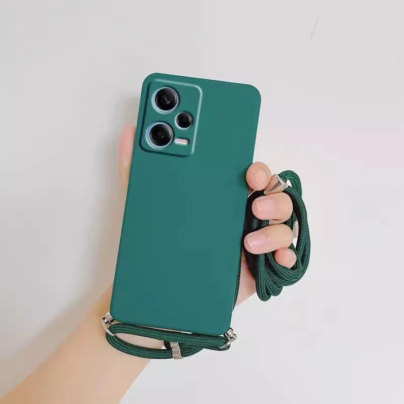 Crossbody Necklace Strap Cord Lanyard Silicone Case for Xiaomi Redmi Note 12 Pro Plus Speed 4G 5G