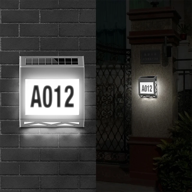 

Solar Digital Stainless Steel Doorplate Lamp Outdoor Solar LED Letter Courtyard Wall Lamp Waterproof Advertising Lamp