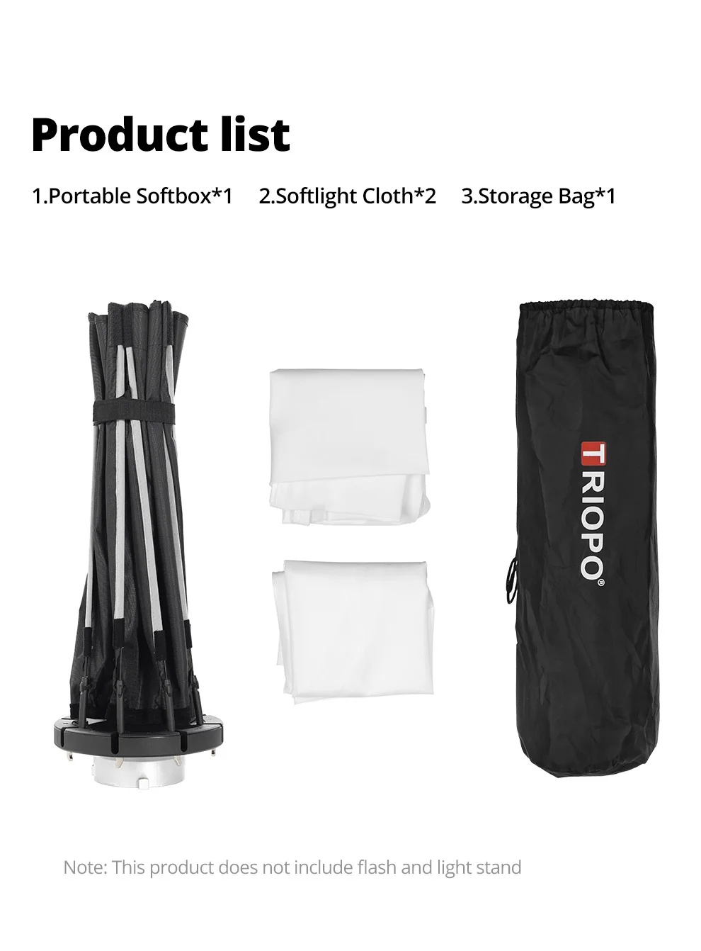 TRIOPO K2 Quick Set-up Softbox 55 cm 65 cm 90 cm 120 cm Standard Bowens Mount Softbox Austauschbare Halterung mit Gitter – Detail 2