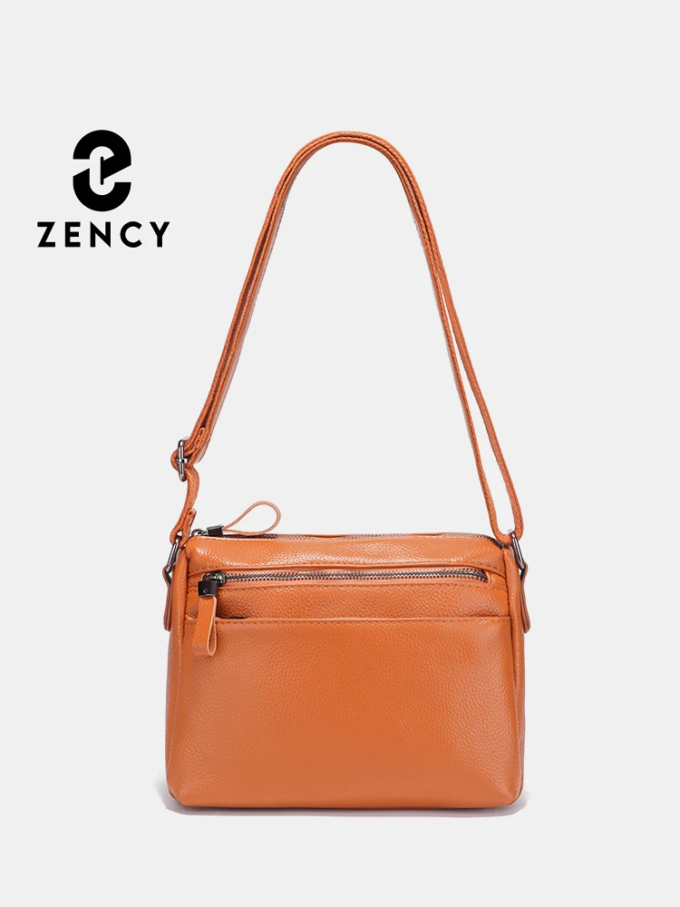 Zency Women Genuine Leather Shoulder Bag Multi-functional Pockets Satchel For Work Shopper Bag 2026 Summer Commute Crossbody Bag