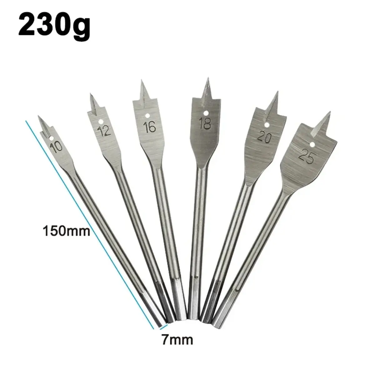 【UPGRADED VERSION】6Pcs Flat Spade Drill Bit Set 10-25mm Three Point Positioning Carpentry Boring Bits for Door Lock Hole Opening