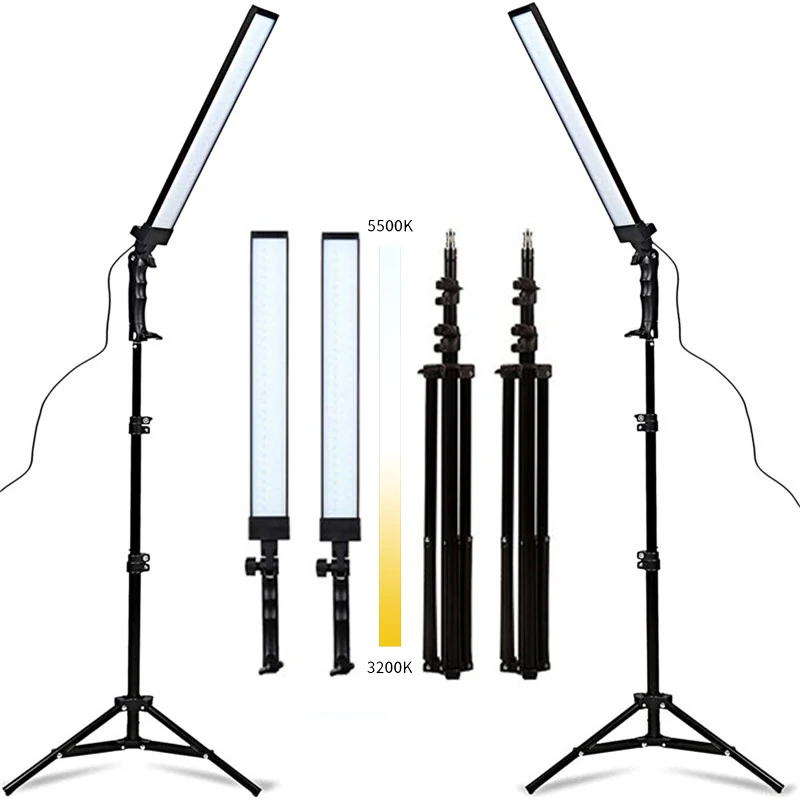 Dimmable LED Studio Lighting Kit, Luz de Vídeo, Handheld Fill Light Com Suporte, 24W, 3200K-5500K Fotográfico