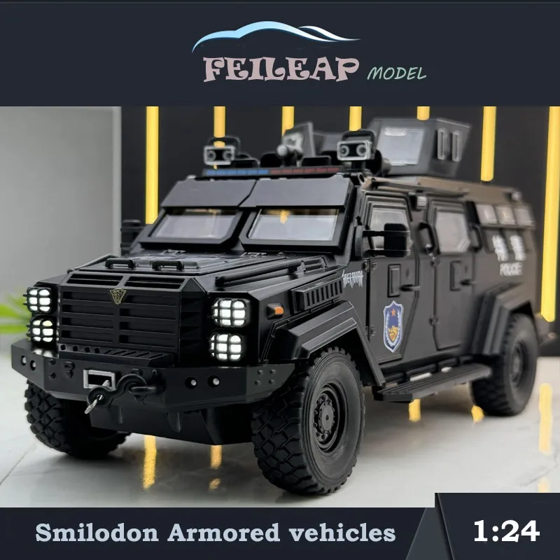 

Simulation 1/24 Scale Smilodon Armored vehicles F550 Off Road Car Model With Sound Light Children Toy Car Gift Voiture Miniature