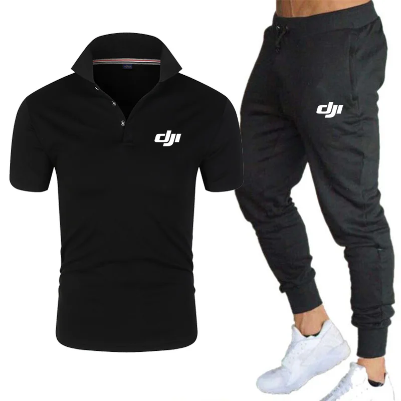 Monogrammed Men\'s Tracksuit, Polo Shirt + Pants, Summer Tracksuit, Jogging Pants, Street Wear, Top, Polo Shirt,Business Menswear