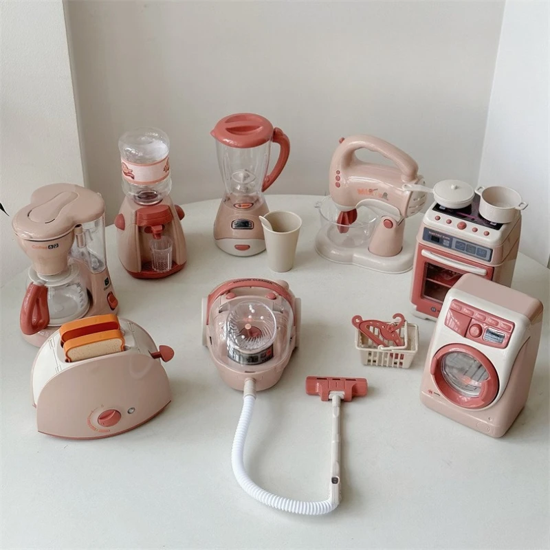 Eletrodomésticos cozinhar móveis de cozinha máquina de lavar café pão modelo cena em miniatura brinquedo crianças presente