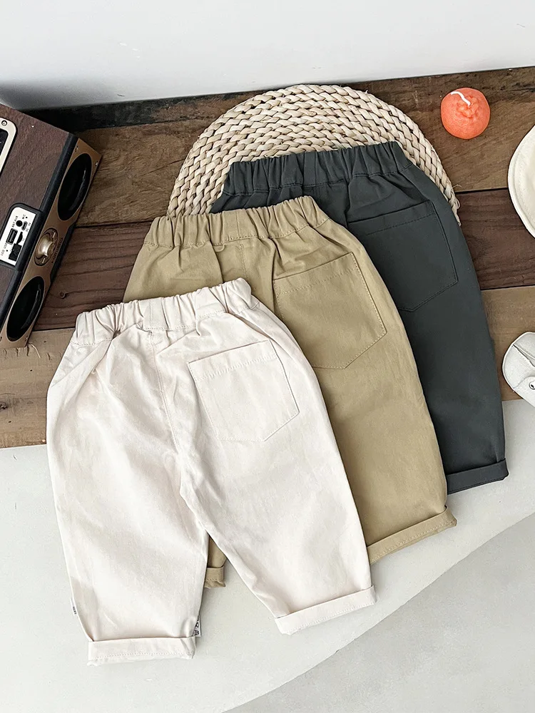 2024 Spring New Baby Loose Trousers Infant Girls Solid Casual Pants Toddler Boys Fashion Versatile Harem Pants Children Clothes