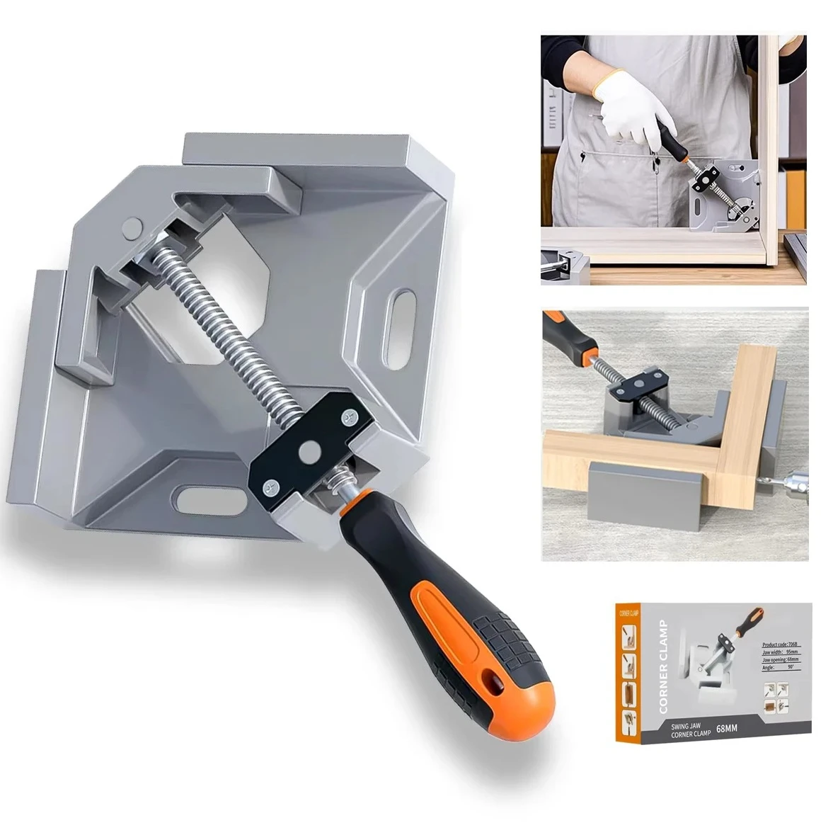 

Right Angle 90 Degree Wood Clamps For Woodworking, With Adjustable Swing Jaw Aluminum Alloy Frameorking