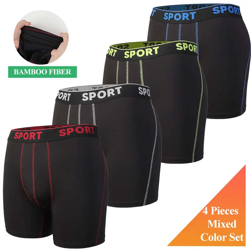 

4 шт., мужские трусы-боксеры из бамбукового волокна