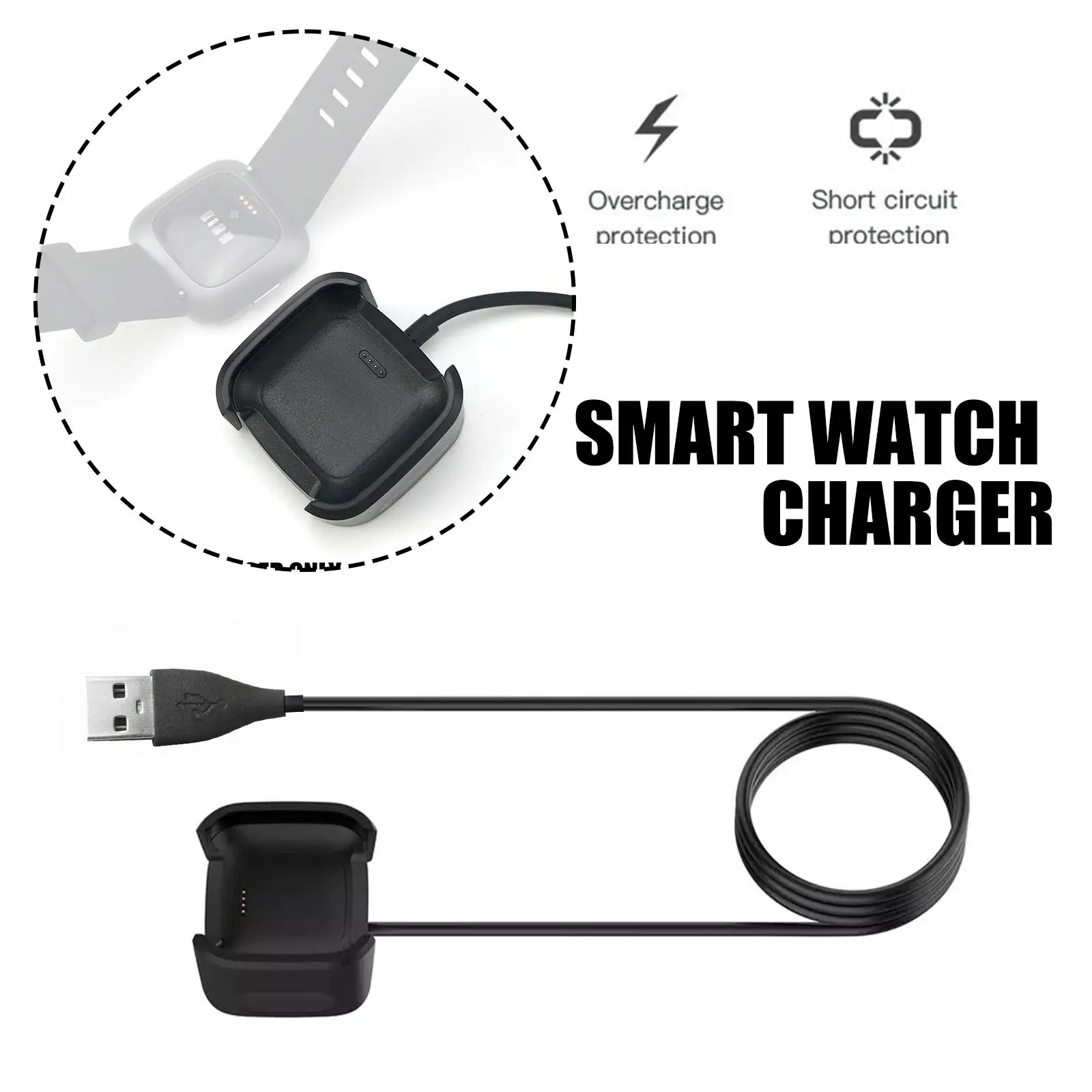 Magnetic Charging Cable Base Charging High Safety Performance Good Fast Charging For Fitbit Versa 2 Watch Usb Charger R4x6