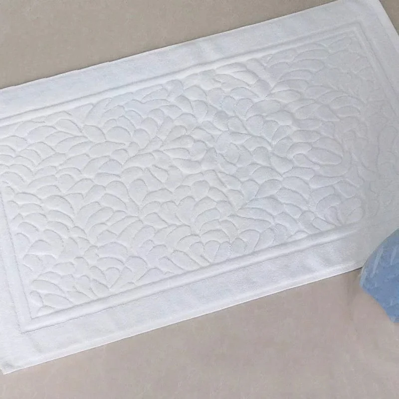 Weißes Kopfsteinpflaster verdicktes Bodenhandtuch für Hotelhaus, Fußbadezimmermatte, rutschfeste Badewannenhandtücher aus Baumwolle mit Wasseraufnahme, Kieselstein 50 x 80 cm
