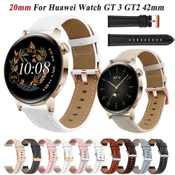 20Mm Lederen Horlogeband Voor Huawei Horloge Gt 3 2 Gt2 42Mm Gt3 Pro 43Mm Armband Vervanging Voor Magisch Horloge 2 42Mm Band