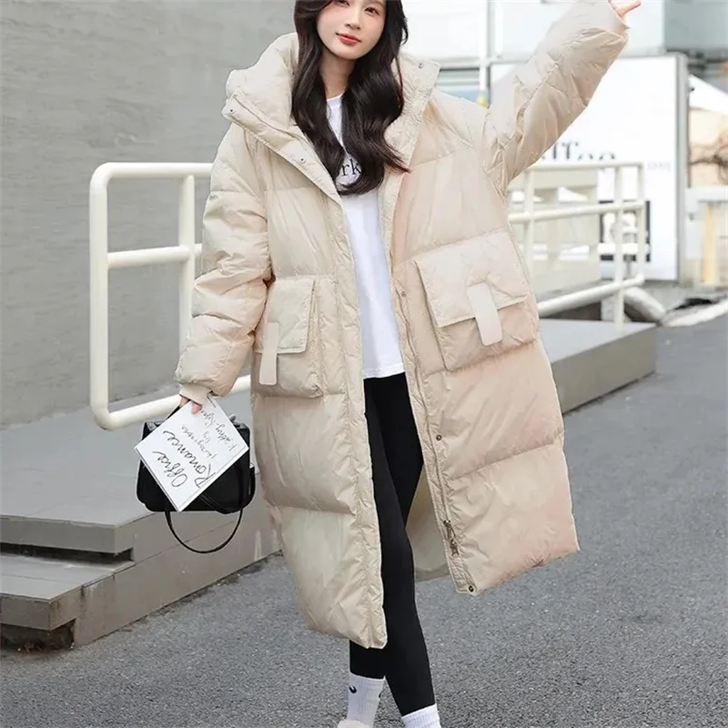 2024 Winter Women Jacket Coats Long Parkas Female Down Cotton Hooded Overcoat Thick Warm Jackets Windproof Casual Student Coat