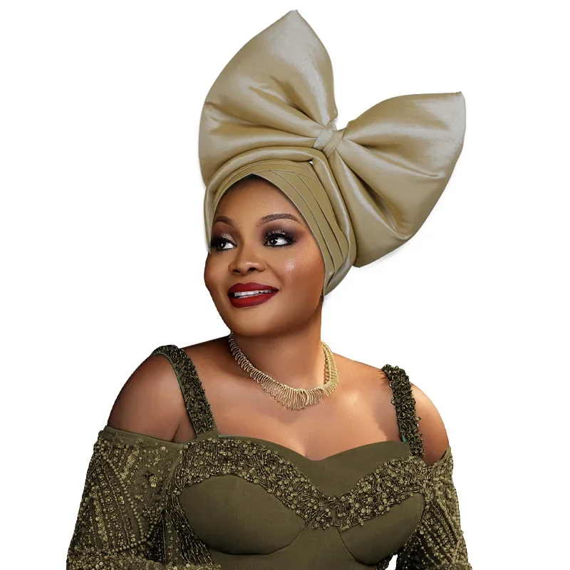 

African Auto Gele Headtie Wedding Geles Party Headgear Female Head Wraps Diamond Autogele Head Ties﻿ Fashion Women's Turban Cap