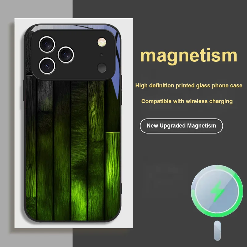 

For iPhone 17 Pro MAX AIR Magnetic Glass Phone Case with Red Flame Flowing Light Pattern Design