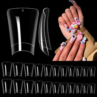 500pcs Duck False Nail Tips Half Cover Clear Nail Tips 10 Sizes Wide French Fake Nails Extension for Manicure Salon Supplies Y2K