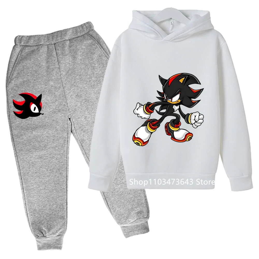 Sonics sweat à capuche pour enfants pantalon costume mode Anime sweats à capuche garçon lettre sweats décontracté impression dessin animé survêtement pulls