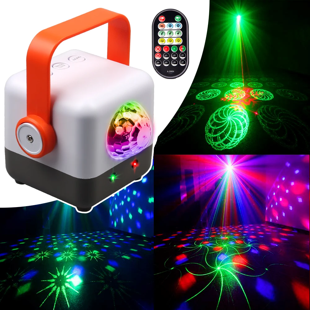 2IN1 Rechargeable Magic Ball RGB LED DJ Light Party Disco Laser Projector 60 Patterns Dance KTV Birthday Stage Effect Lamp R16N7