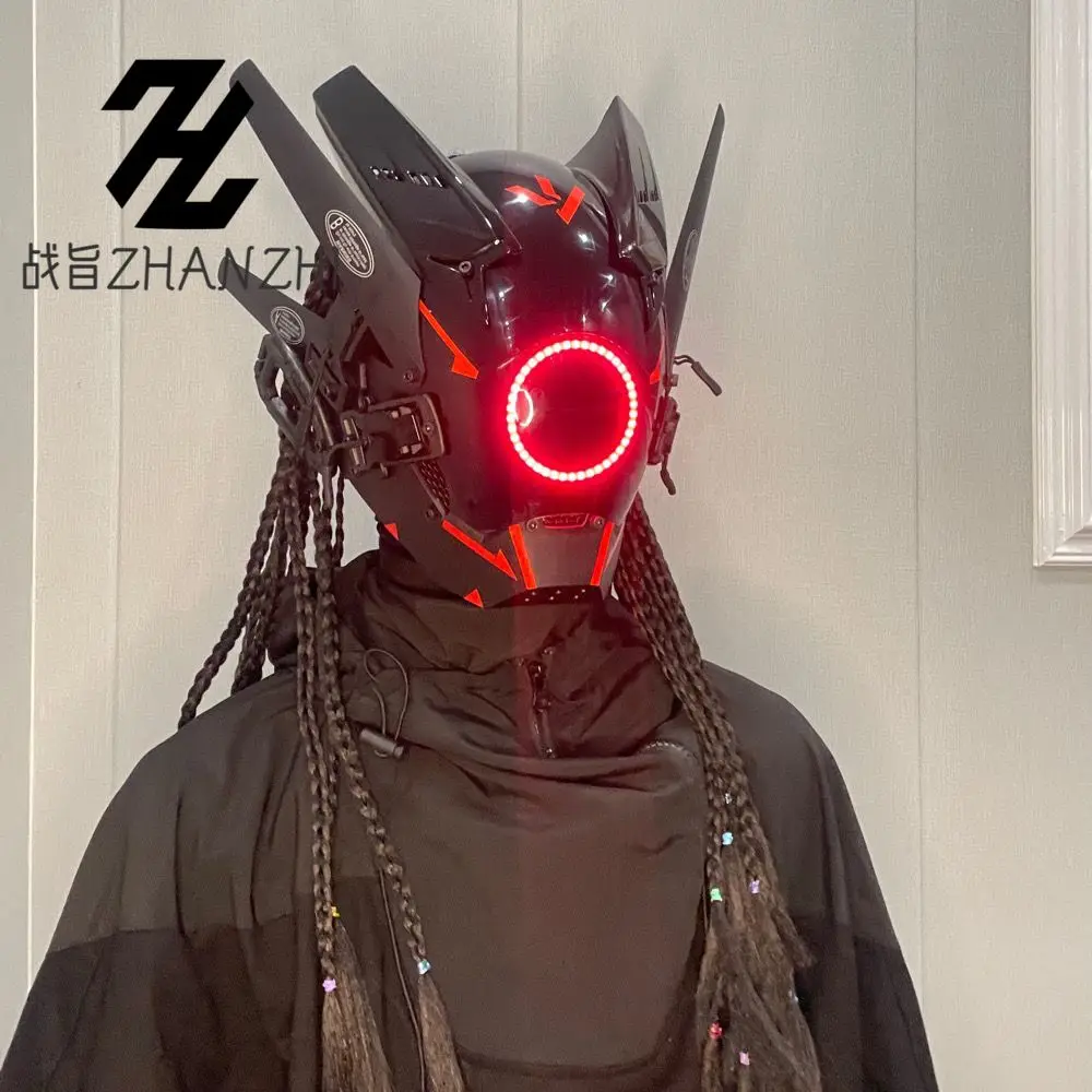 

Cyberpunk Mask Mask Round Light Braid Cosplay Party Cosplay Show Props Gift Equipment