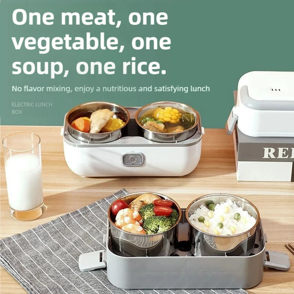 TINSOL 2.5L طبقة مزدوجة صندوق غداء ساخن 220 فولت التدفئة الكهربائية معزول علب الاغذية 304 الفولاذ المقاوم للصدأ وعاء داخلي سخان الغداء