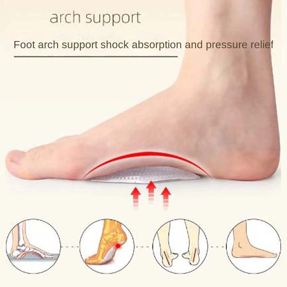 โปร่งใส Foot Arch Pads Foot Care เครื่องมือเจล Orthopedic Pads Arch Support Insoles เท้า Shock-absorber ใส่เบาะ