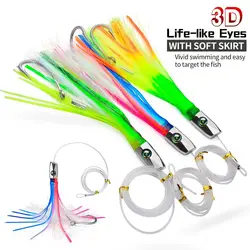 1PC Deep-sea Seawater Fishing Lure 22cm85g Zinc Alloy Head Octopus Squid Skirt Bait Big Game Fishing Marlin Tuna Trolling Lure