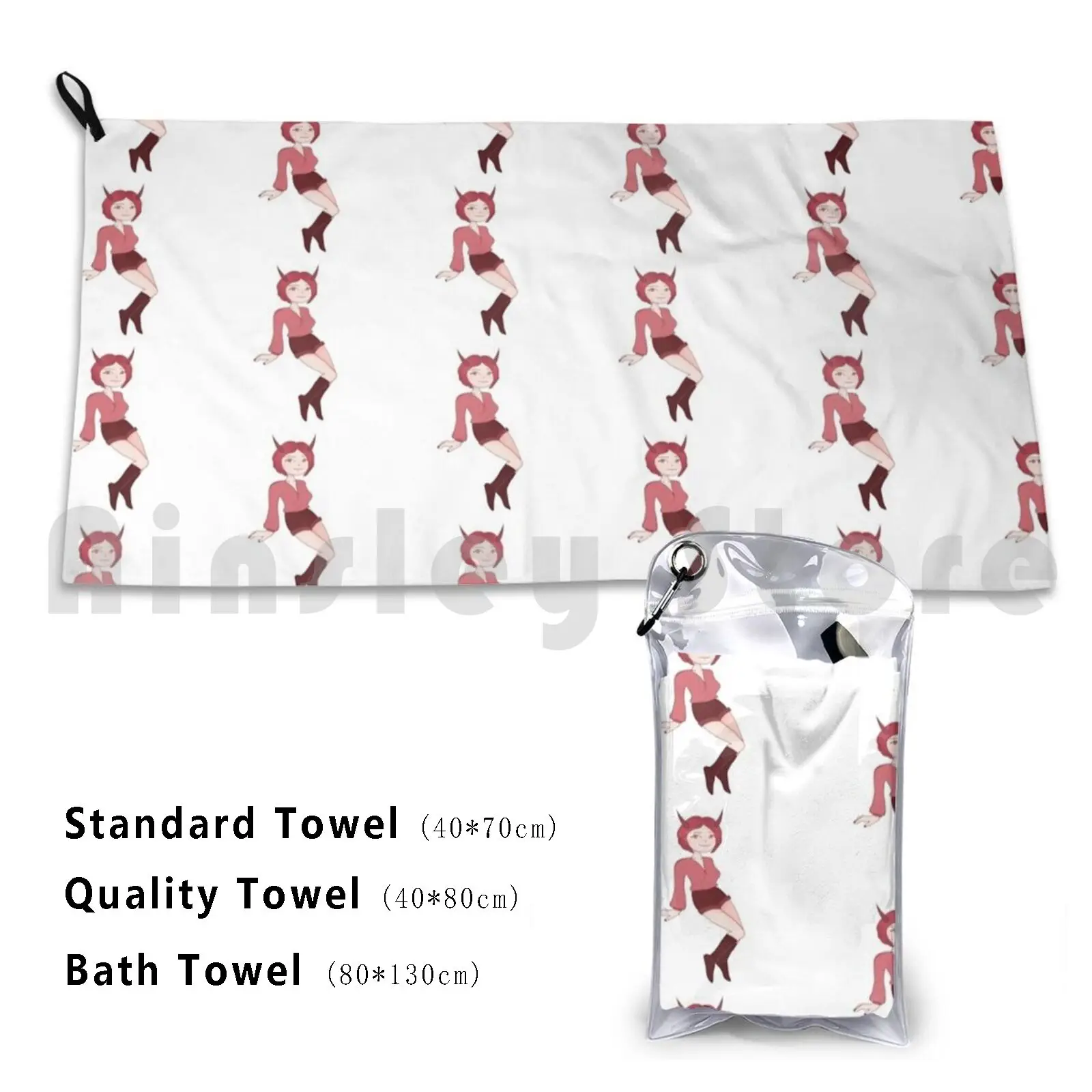 Devil Anime Girl Custom Towel Bath Towel Anime Waifu Cute Devil Evil Red Lucy Hell Graphic Girl Smug Anime